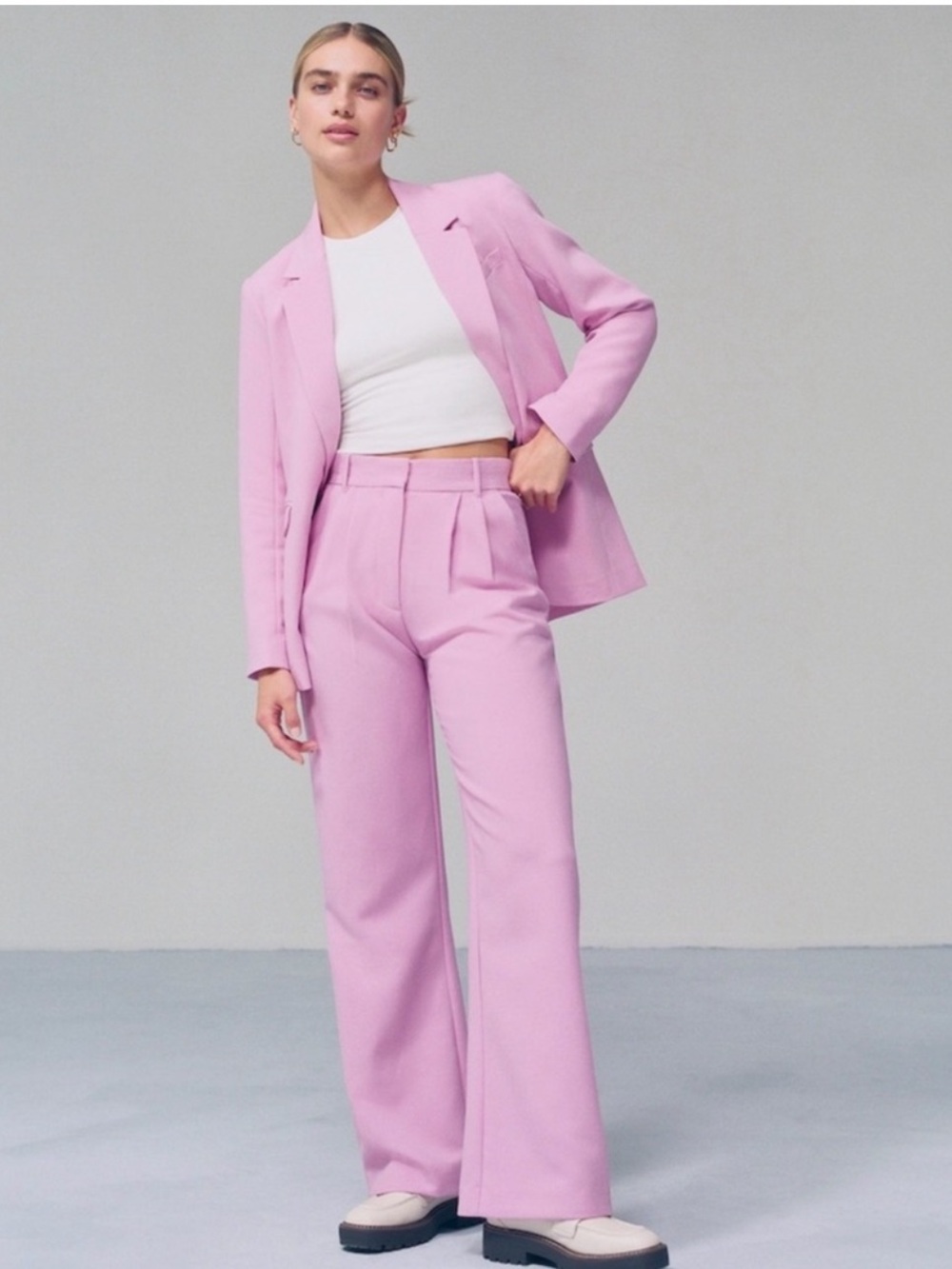 Abercrombie & Fitch Sloane Wide Leg Trousers Pink Size 27/4 Short